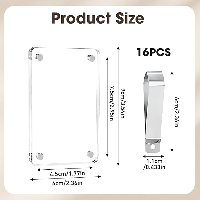 16 PCS Car Picture Holder, Car Visor Photo Clip, Acrylic Magnetic 3 Inch Car - Image 2