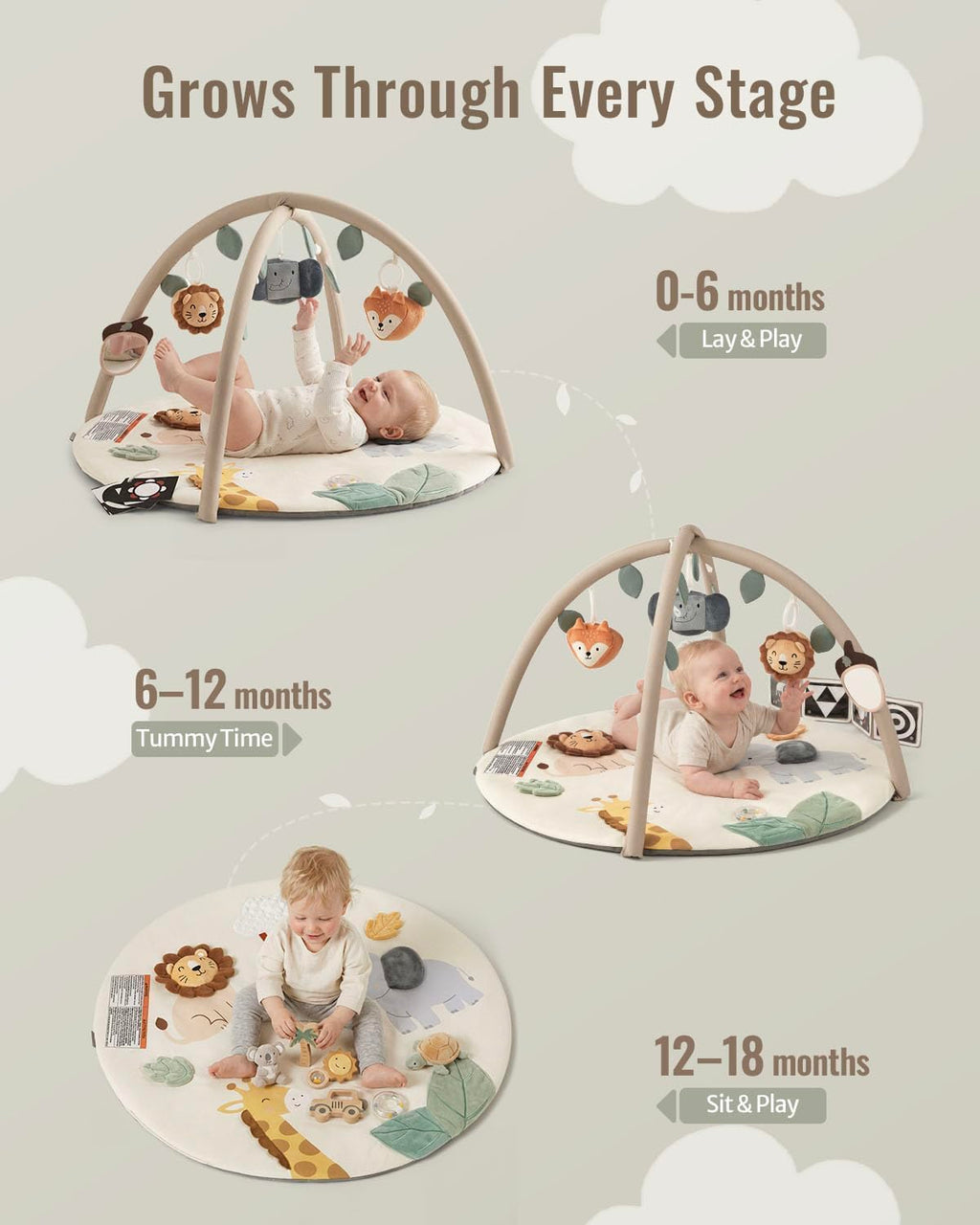 Blissful Diary Baby Play Gym, Baby Activity Mat Playmat, Tummy Time Mat
