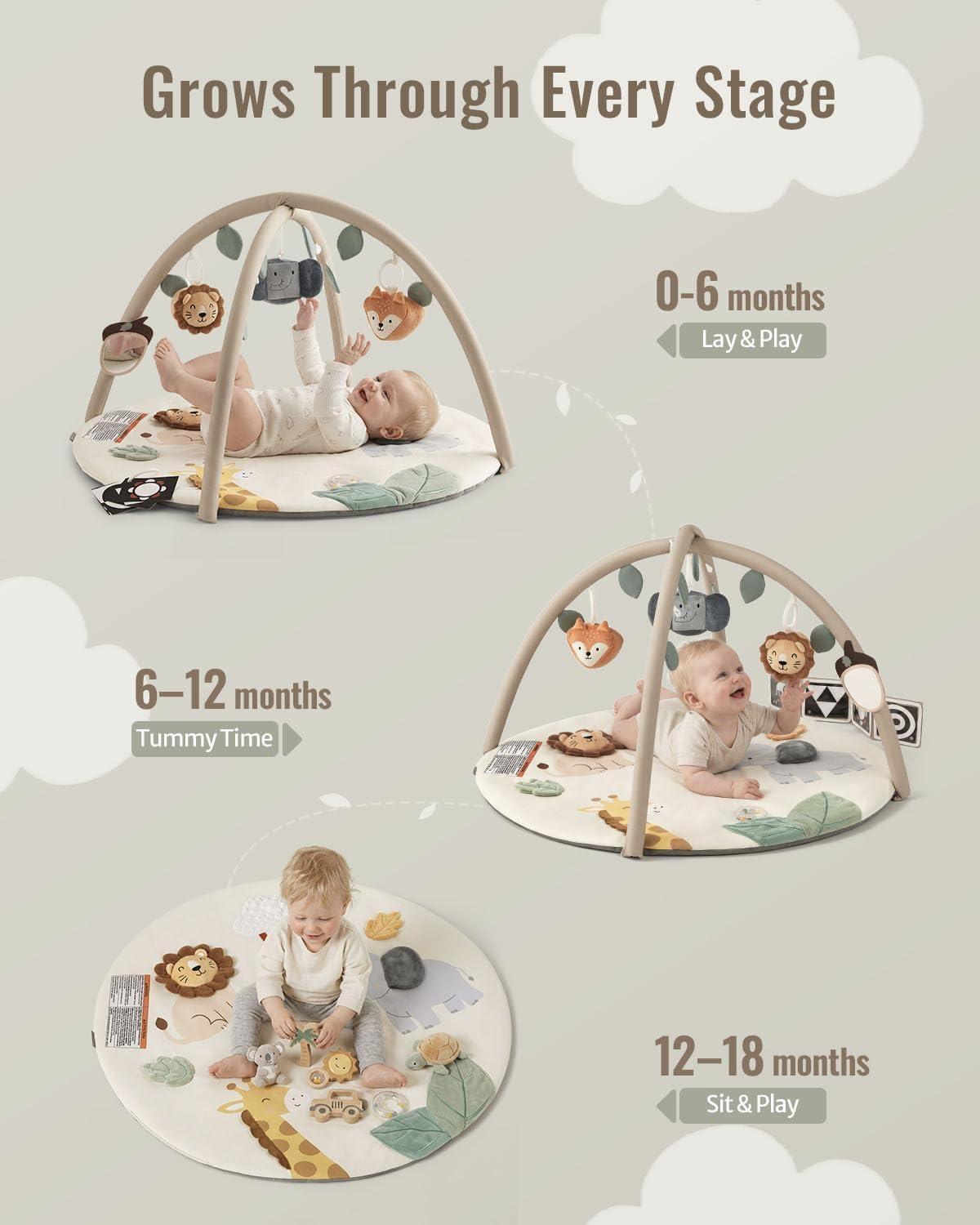 Blissful Diary Baby Play Gym, Baby Activity Mat Playmat, Tummy Time Mat