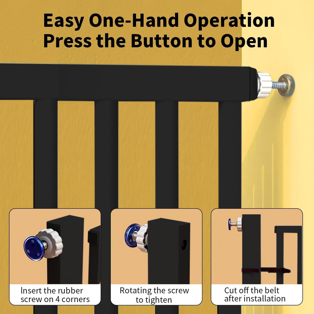 55.1" Extra Tall Pet Gate, 29.92"- 43" Black Adjustable Dog Gate