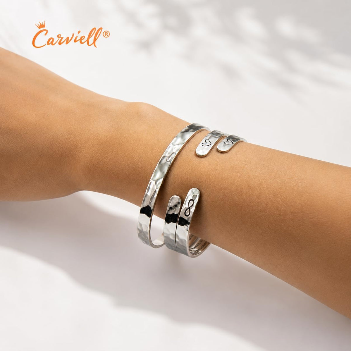 Carviell Bracelets for Women – 100+ Meaningful Engraved Messages – Solid 316L Surgical Stainless Steel Cuff Bracelet – Gift Ready