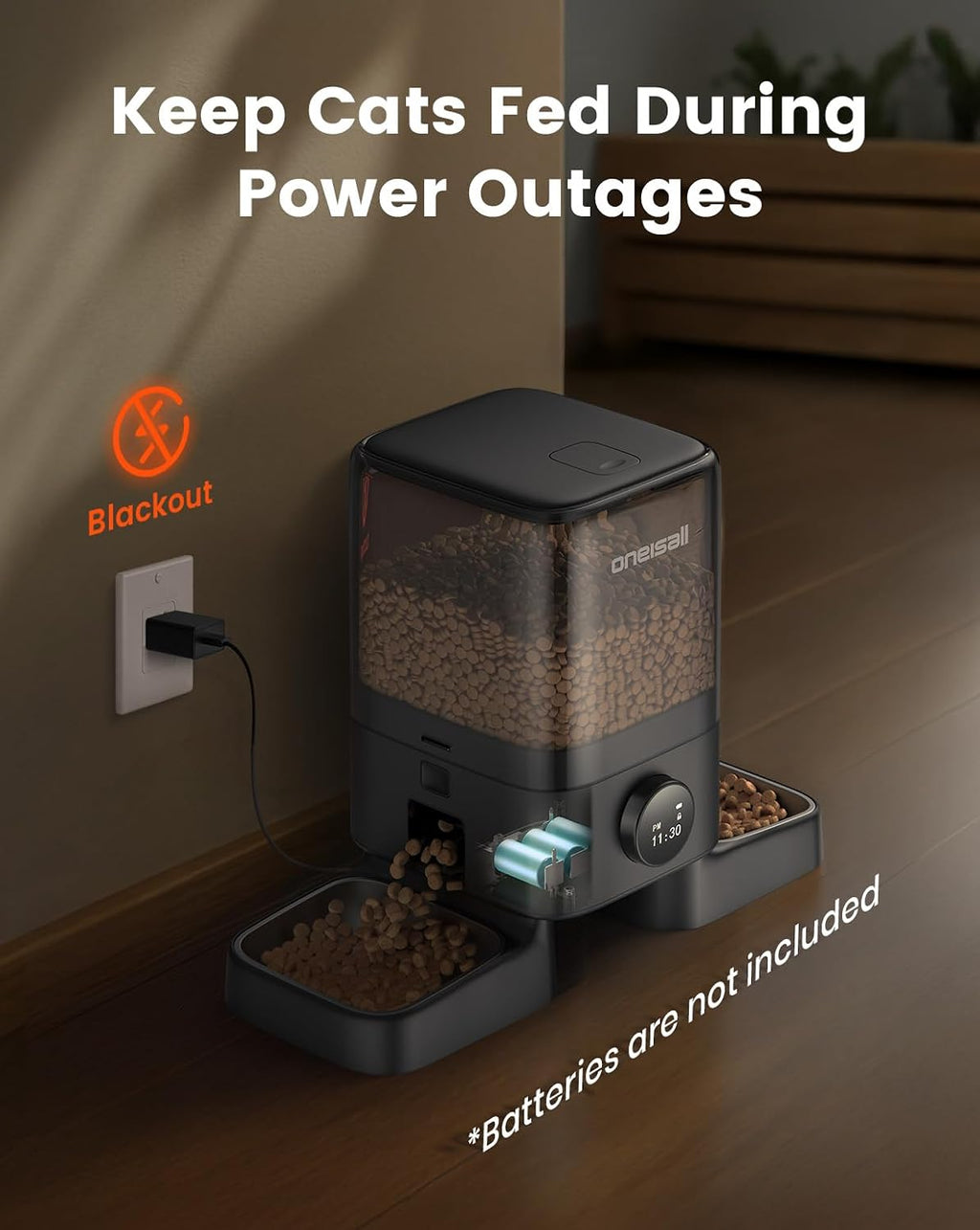 oneisall Automatic Cat Feeder for 2 Cats Pets, 20 Cups/5L