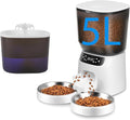 Automatic Cat Feeder and Water Fountain, 5L/20 Cups Timed Cat Dry Food Dispenser by CORGOTE