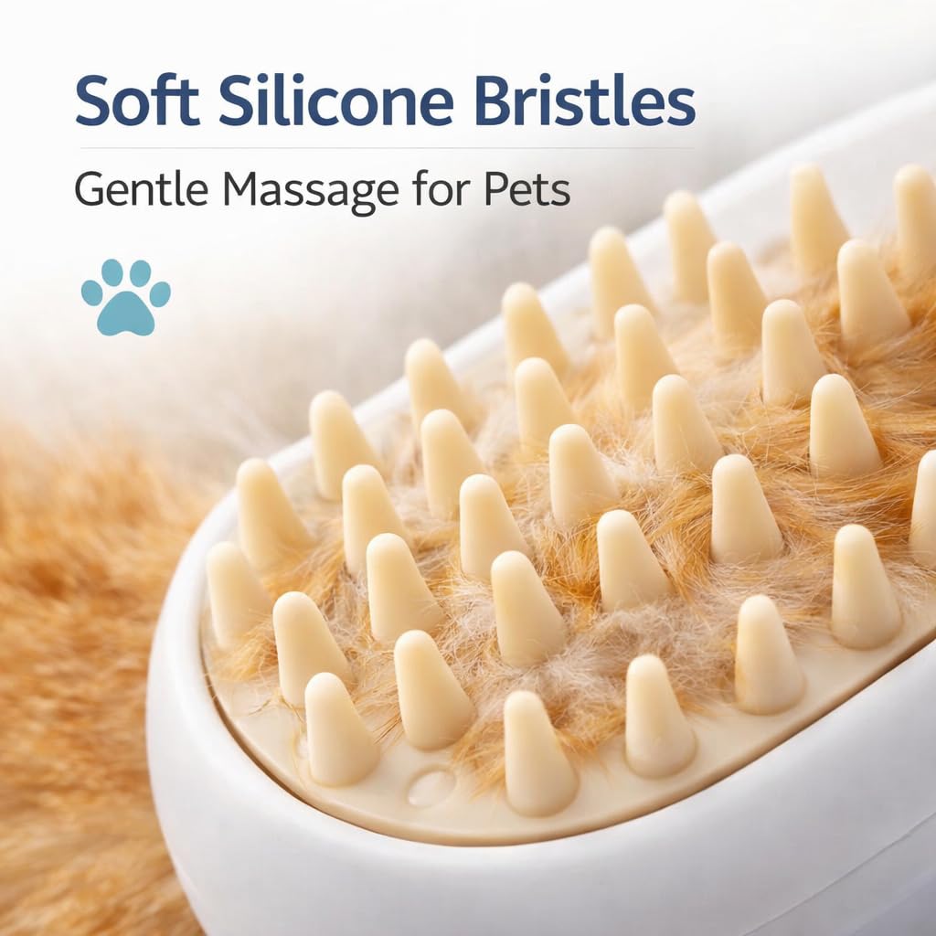 Three in One Electric Pet Grooming Brush with Fine Mist Spray