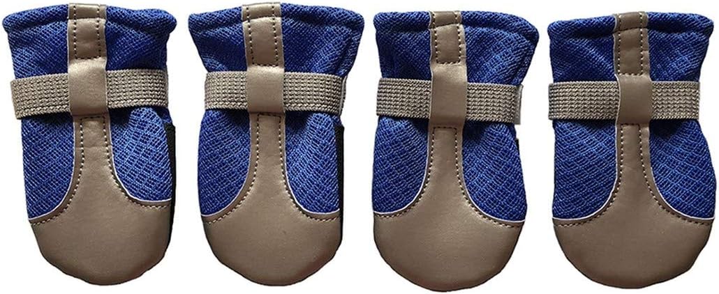 Dog Boots for Small Dogs Soft Reflective and Nonslip Set of 4 (X-Small, Blue)
