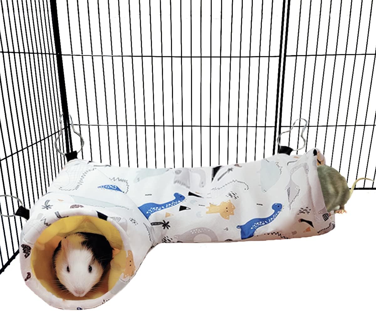LEFTSTARER Guinea Pig Rat Corner Tunnel & Tubes Collapsible, Dia 3.9in, Fit Hedgehog Piggy Hamster Hide and Shuttle, Corner Hideout