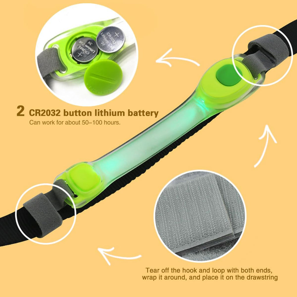 2 Pack LED Light for Dog Leash Harness, Light Up Dog Collar with Nylon Stickers, Waterproof Glow Light Easy to Attach to Collar Leash and Harness, Safety LED Light Up Band for Dogs at Night Walking