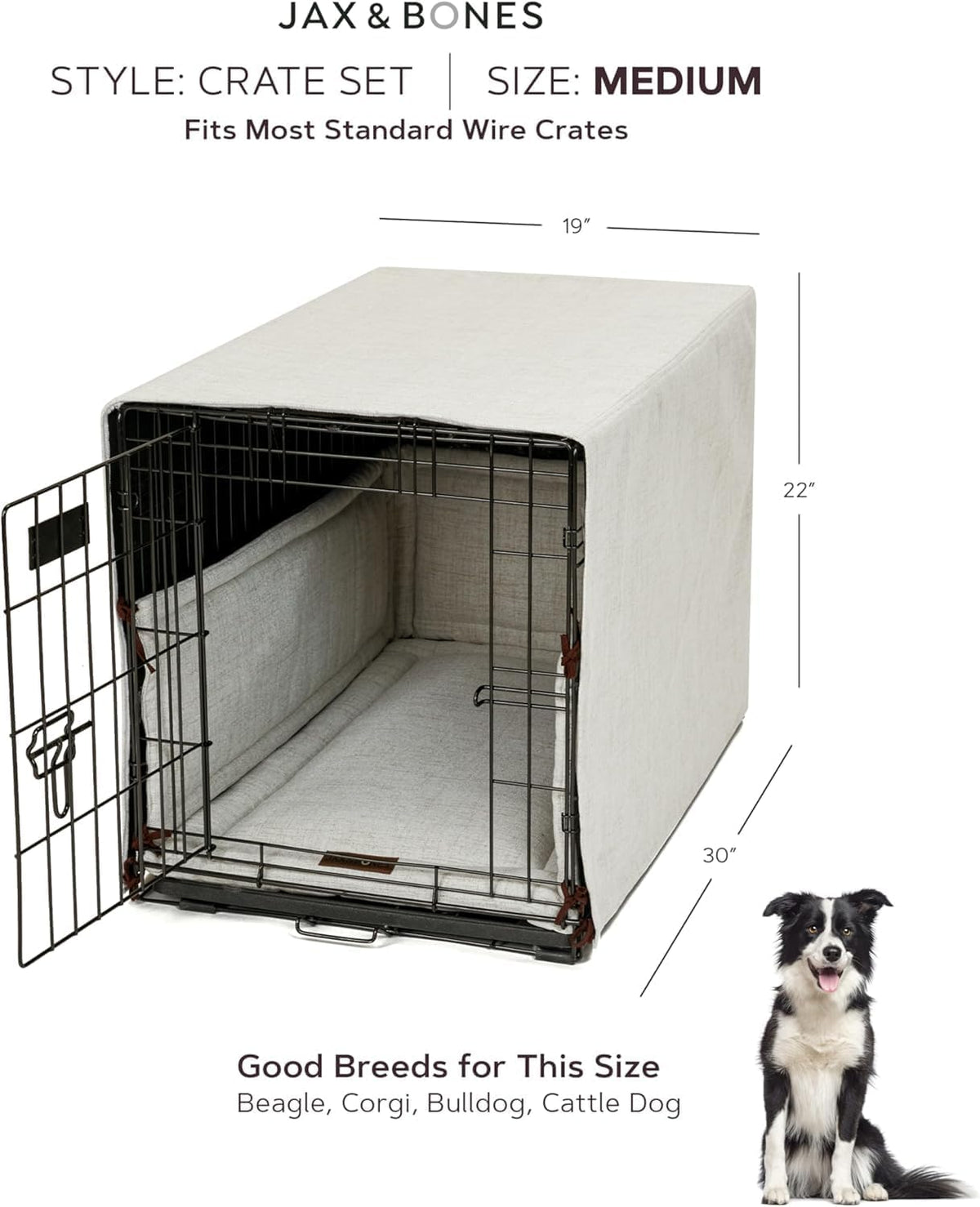 Jax & Bones Dog Crate Cover & Mat w/Bumper, Machine Washable, Made in USA