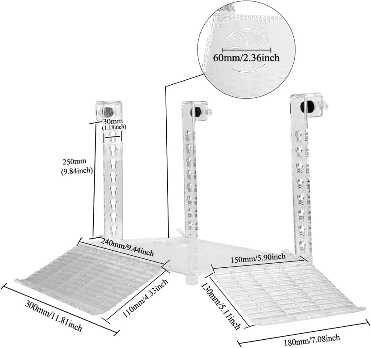 RUIAN Transparent Turtle Basking Platform Hanging Turtle Ramp, Resting Terrace for Turtles Tank Aquarium (30 * 18cm)