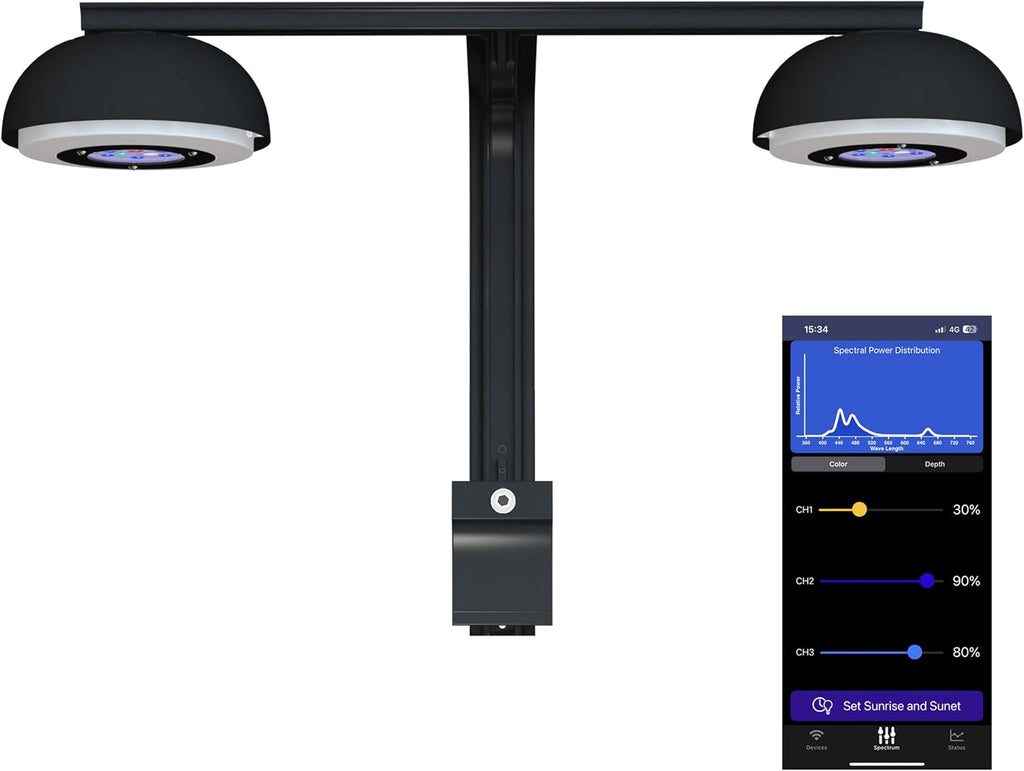 coralite Cetus 2SS2 72W Smart APP Control LED Reef Light for Saltwater