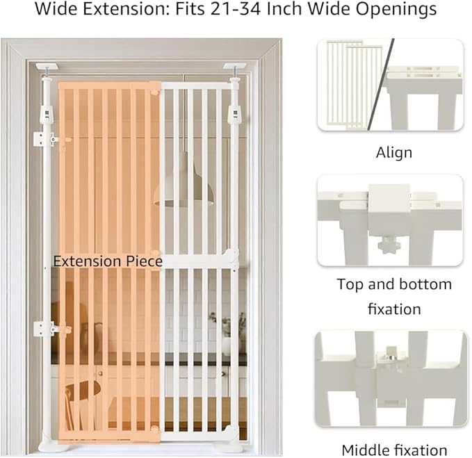 unipaws 57" H Cat Gate for Stairs, Fit for 21"-34" Wide Narrow Sapce, Auto - Image 6