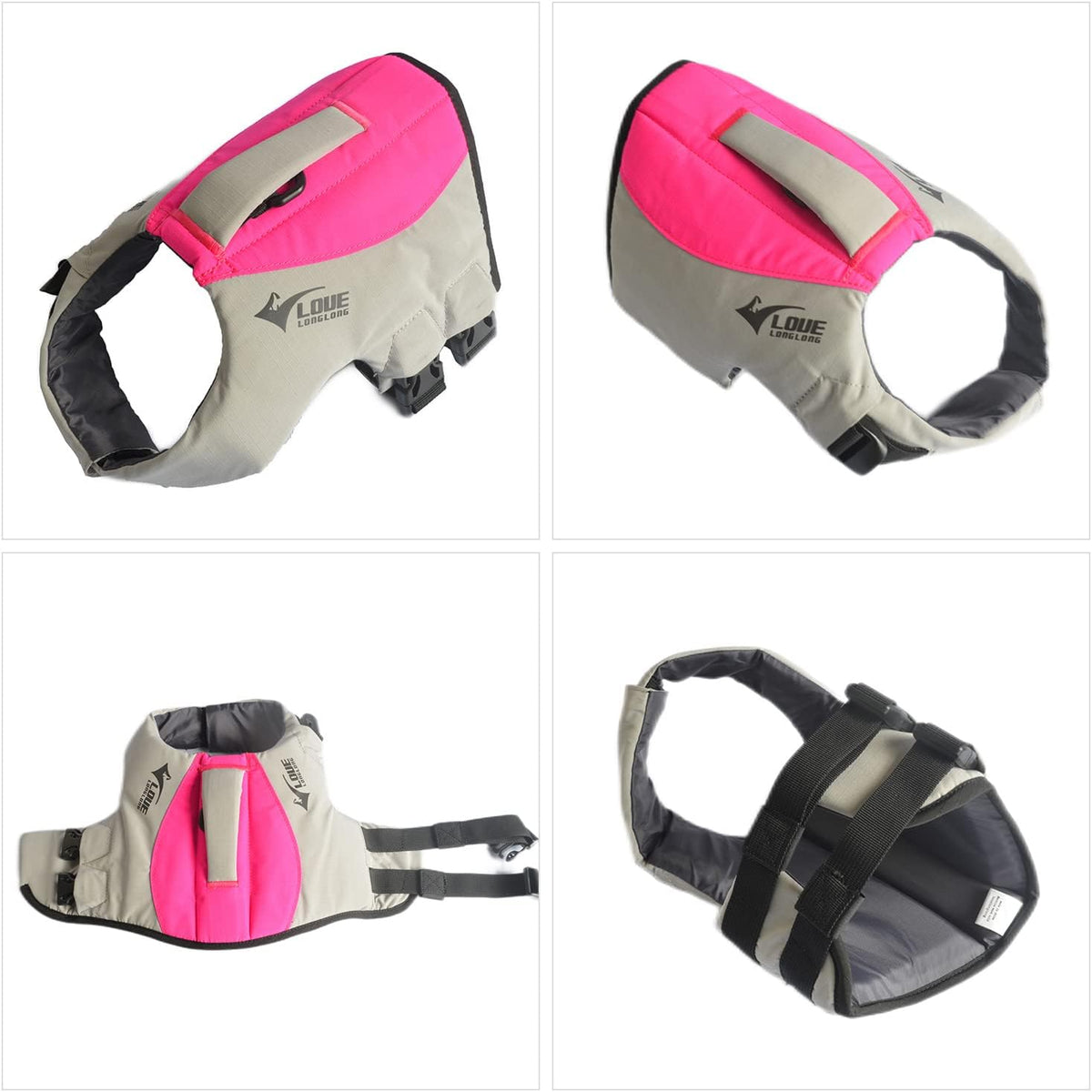 Dog Life Jacket, Sport Style Dog Float Coat with Excellent Buoyancy, Stylish Dog Swimming Safety Vest with Rescue Handle for Small Medium Large Dogs Rosered L