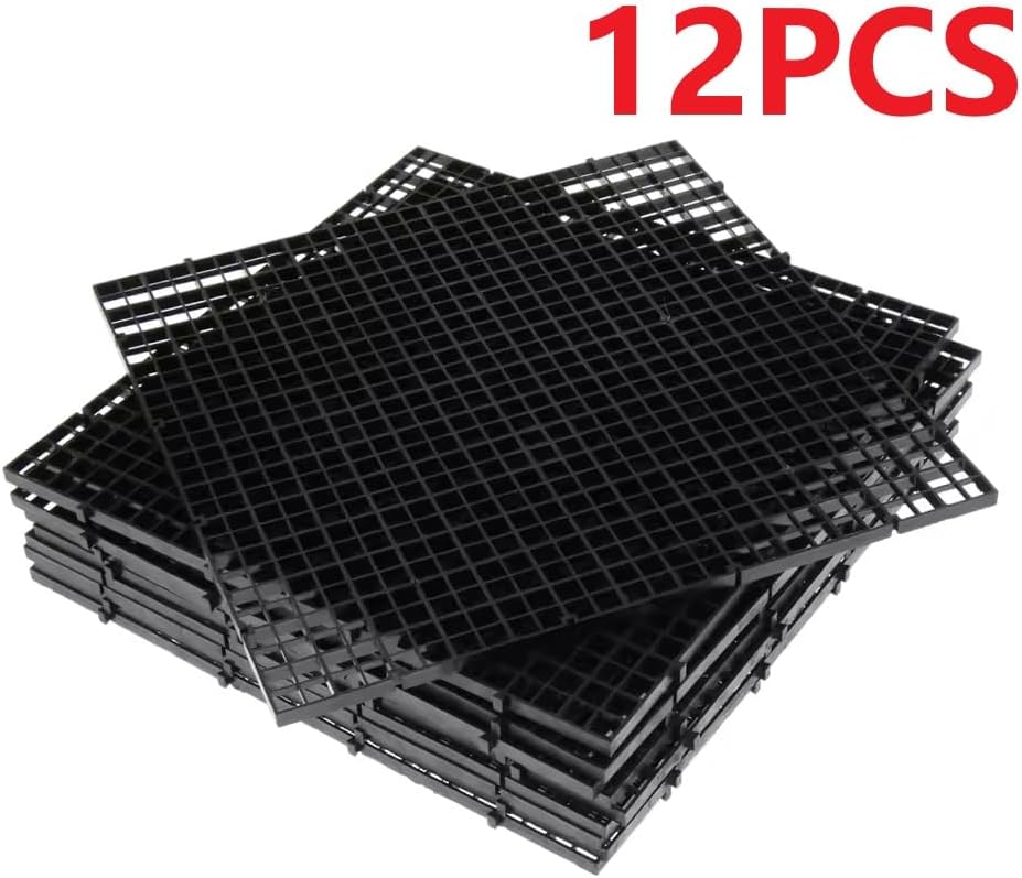 12 Pack 12inch（30cm） Square Aquarium Bottom Filter Mesh Partition Dividers Grid Plate Fish Tank Divider Plastic Egg Crate, Aquarium Filter Bottom Tray, Grid Isolation Board Partition