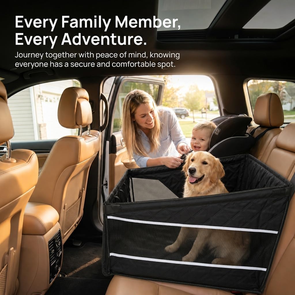 RYNVALE Large Medium Dog Car Seat, Half Back Seat Extender for Dogs