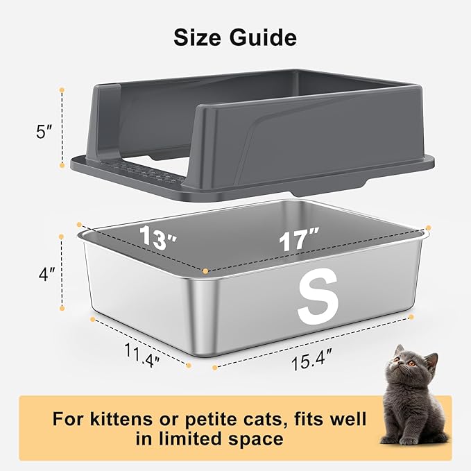 FURTIME Stainless Steel Cat Litter Box - Image 8