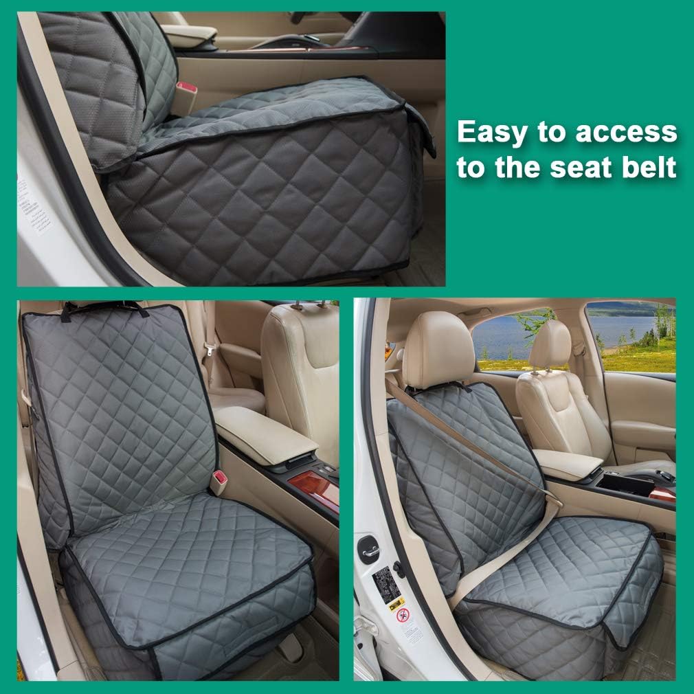 Waterproof Front Seat Cover Dog Car Seat Covers Nonslip and Full Protection with Side Flaps Fits Most Cars, Trucks, SUVs(Grey, 1Pack)