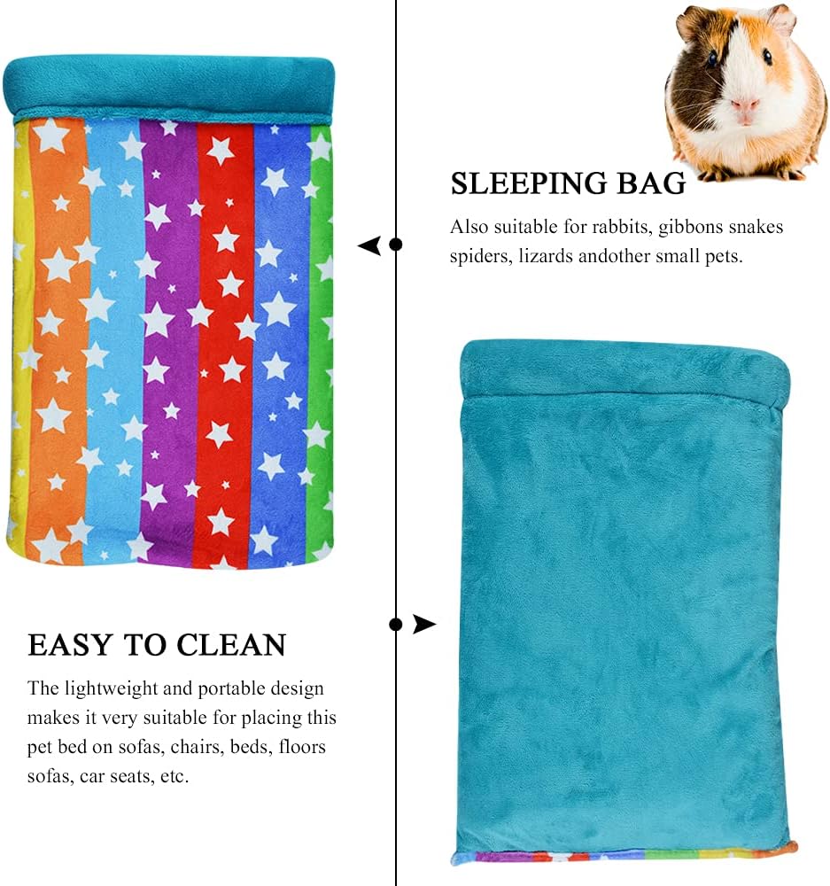HOMEYA Hamster Sleeping Bag, Small Pet Animals Soft Flannel House Bed Nest Hideout Pouch Sack Sleeping Bed for Hedgehog Squirrel Bunny Guinea Pig Rat Warm Cage Decor Accessory (14 * 11 inch)