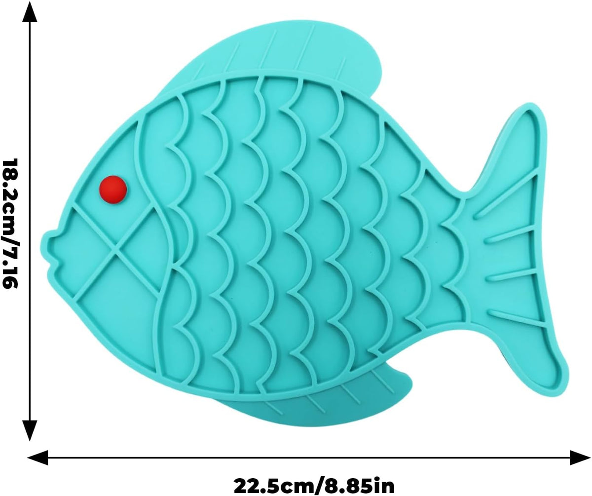 2 Pack Silicone Foraging Mats – Fish-Shaped Slow Feeder for Turtles & Reptiles | Non-Slip Tank Mats for Bearded Dragons, Geckos, Tortoises