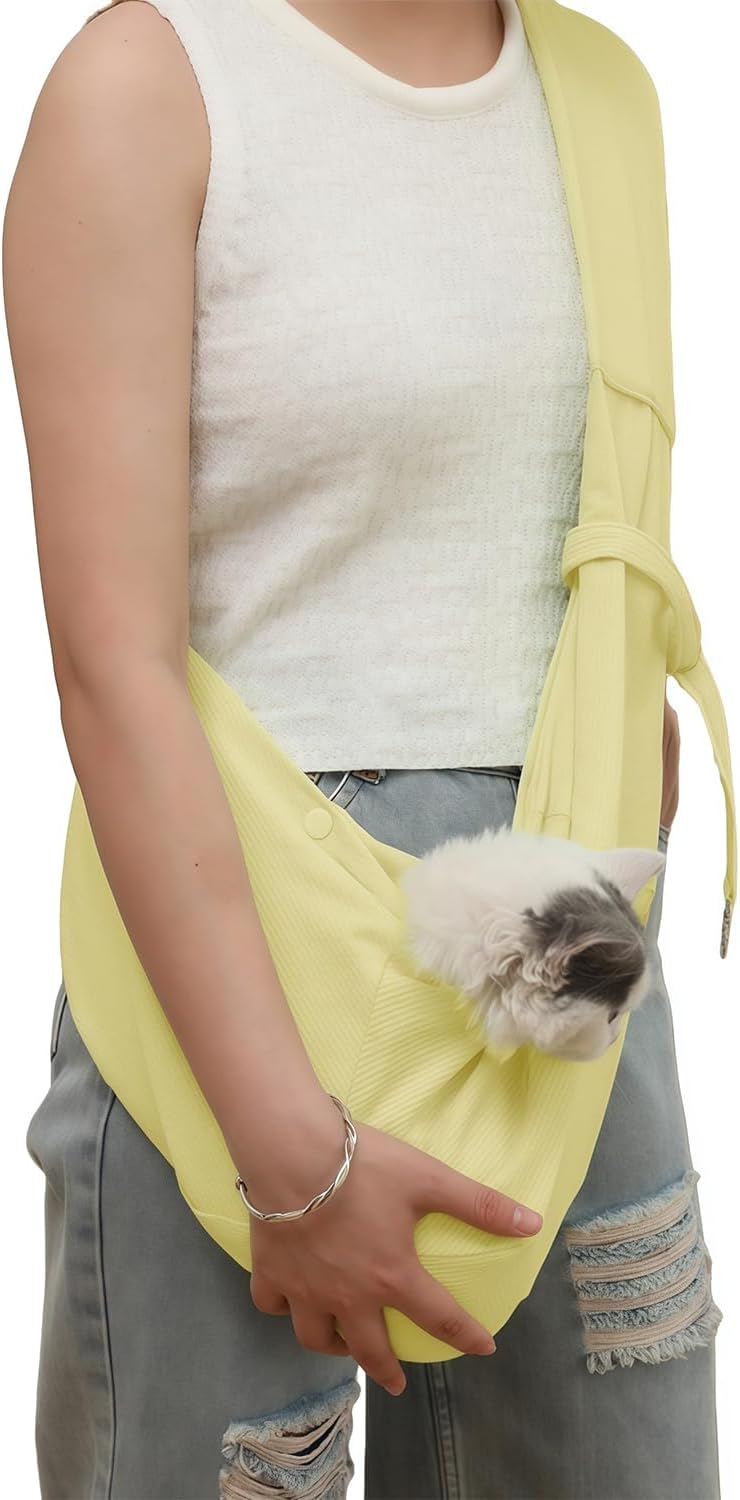 Pet Sling Carrier Bag for Cat Puppy Crossbody Carrier with Pocket and Harness Lightweight Small Cat Dog Crossbody Carriers
