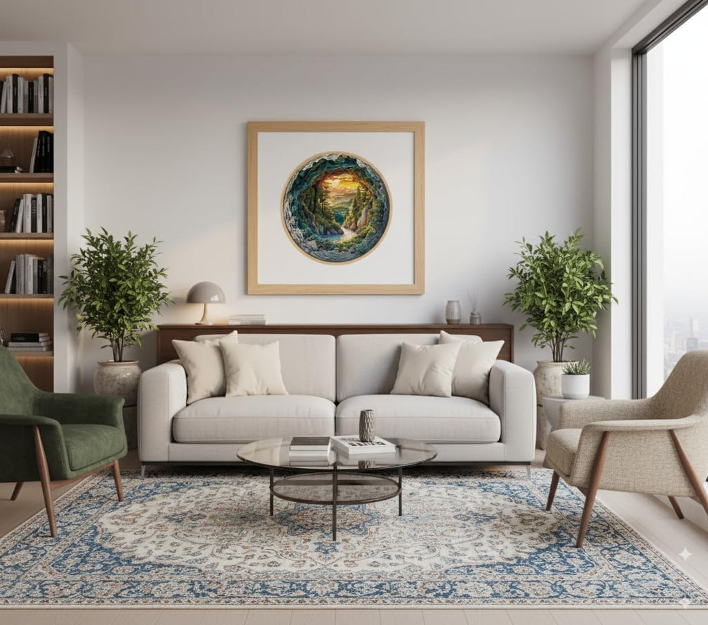 300 Pieces Wooden Puzzles, 3D Cave Forest Puzzle, Unique Animal Shaped Wood Challenging Jigsaw Puzzles Ideal for Adults, Premium Wood Gift Box 13.4x13.3in