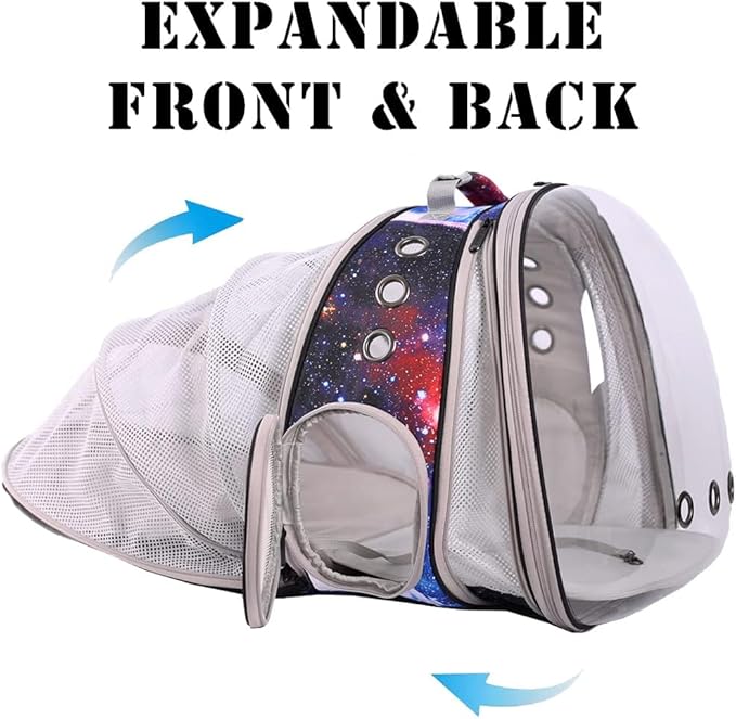 Galaxy Blue Dual Expandable Cat Backpack Carrier, Fit up to 20 lbs, Expandable - Image 3