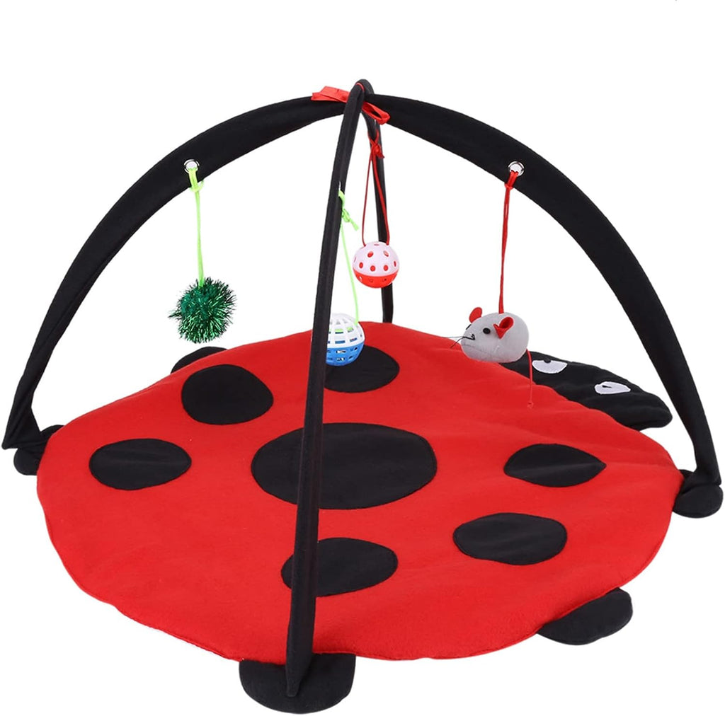 JTLB Cat Activity Play Mat Cat Activity Mat, 21.7 x 21.7 x 13.8 inch Foldable Cat Activity Play Mat Tent Multifunction Pet Bed with Hanging Toy Balls