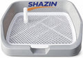 Dog Pee Pad Holder Tray with Raised Non-Locking Grate, Indoor Puppy Potty Training Pad Holder, Removable Training Post, Leak-Proof Design for Small to Medium Dogs, 21" L x 5" W x 17" H