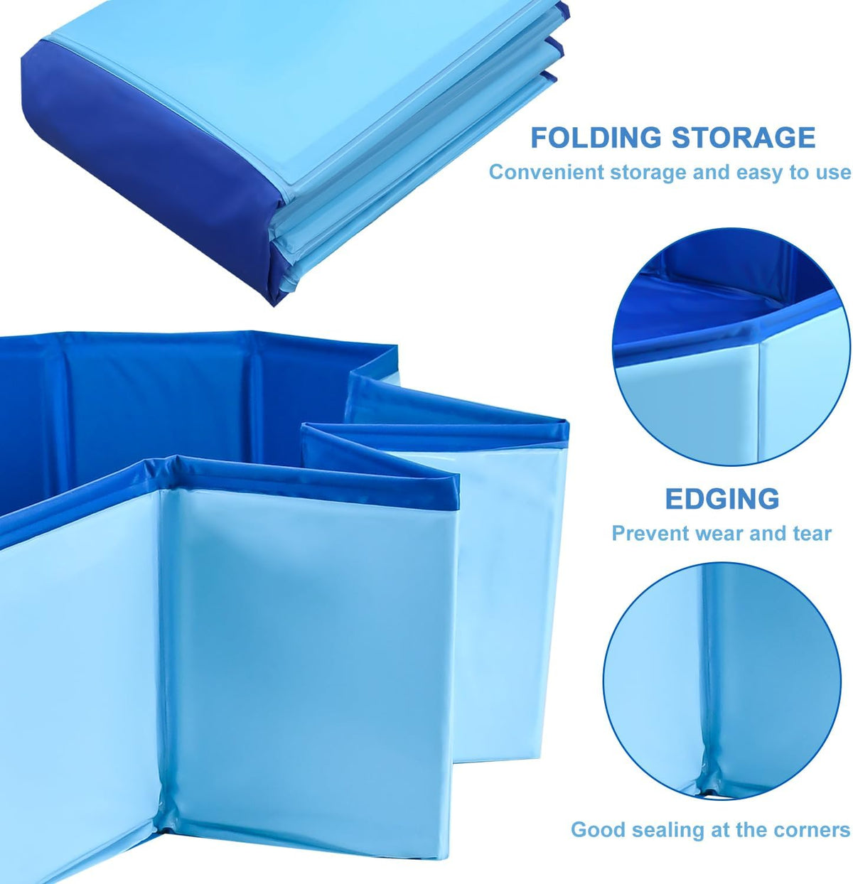 24 x 8 Inch Foldable Dog Pool with Storage Bag, PVC Pet Bath Tub