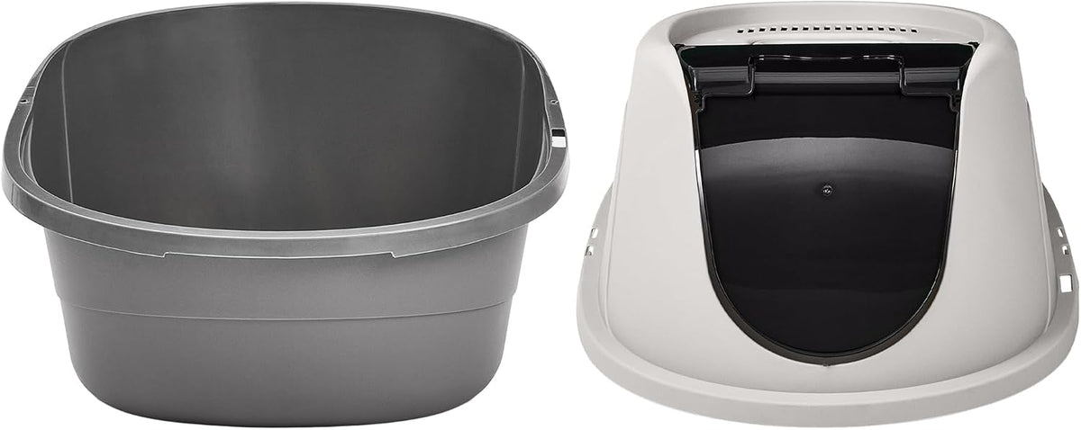 Amazon Basics No-Mess Hooded Enclosed Cat Litter Box with Odor Control and Swinging Door, Standard, 21" x 16" x 15", Multicolor