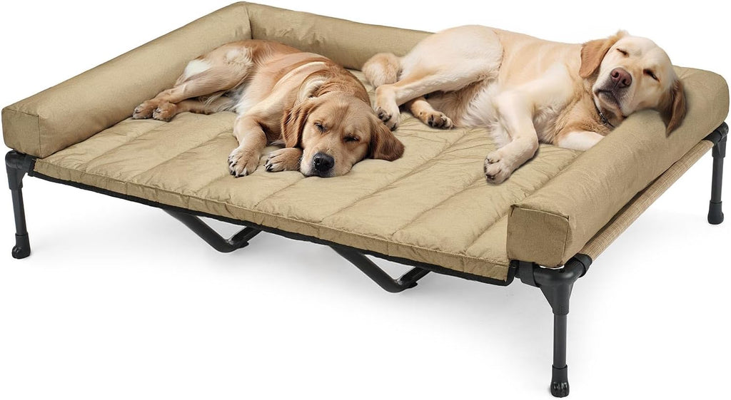 Veehoo Outdoor Elevated Dog Bed with Waterproof Bolster Cushion, Cooling