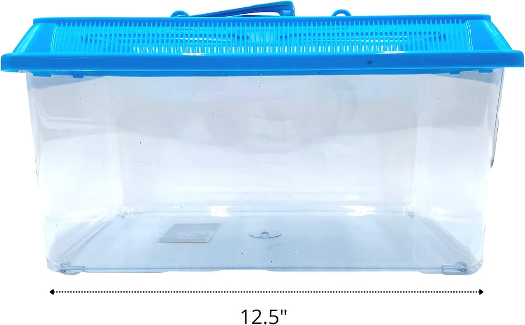 Needzo Hermit Crab Tank with Carrier Handles, Plastic Terrariums for Reptiles, Crabs, Lizards, and More, 12.5 inches
