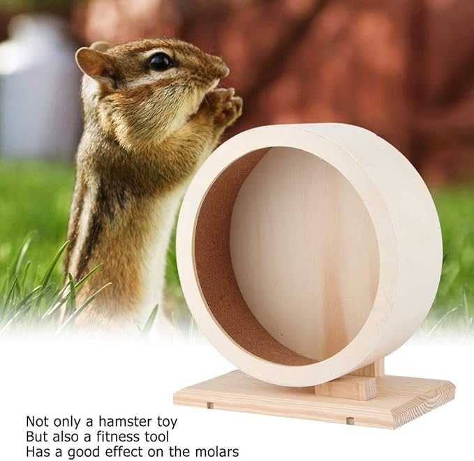 Wooden Hamster Exercise Wheel, Silent Silent Running Wheel Wooden Small Pets - Image 8