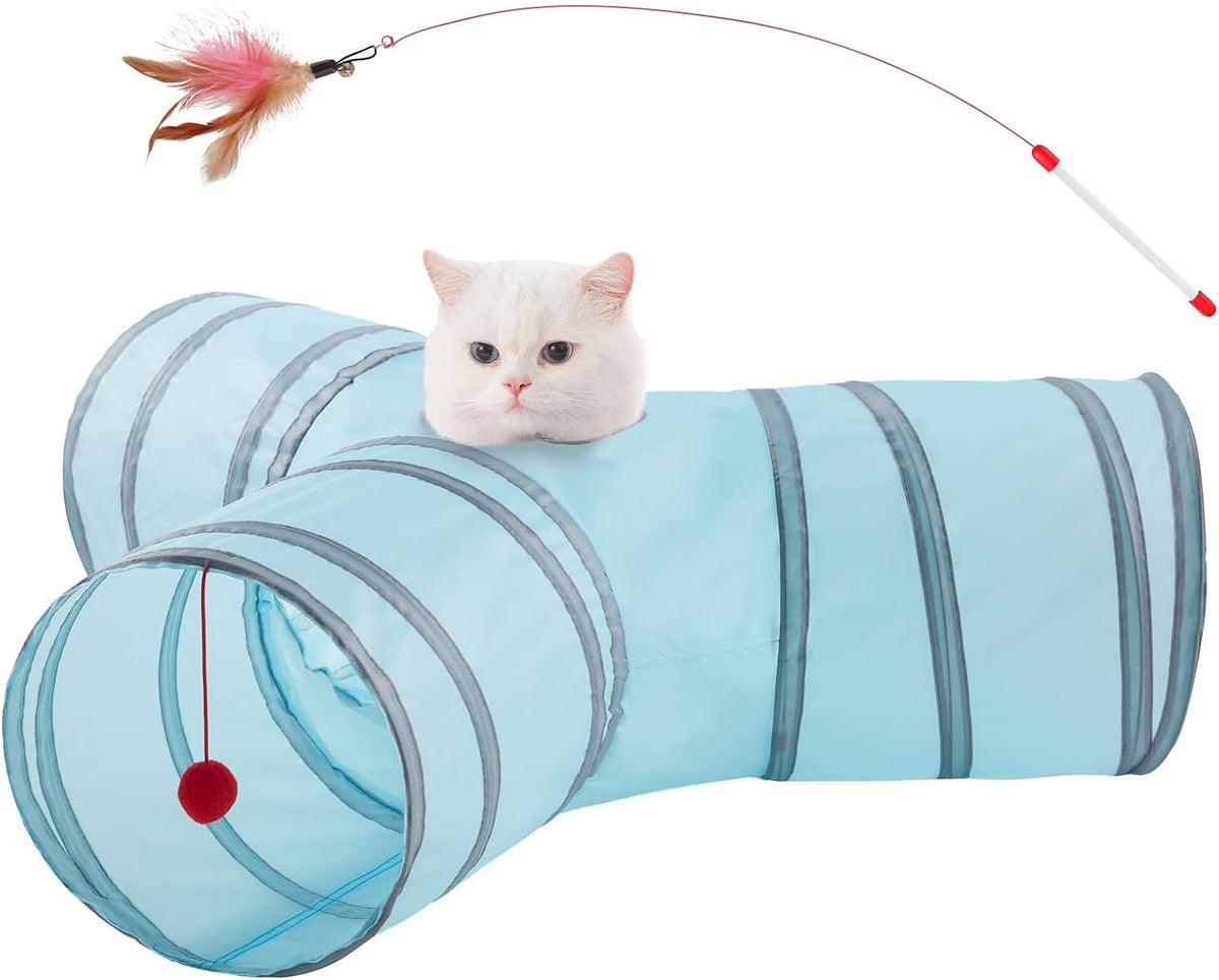 Cat Tunnels for Indoor Cats 3 Way Play Toy Kitty Tunnel Peek Hole Toy with Ball for Cat Tube Fun for Rabbits Kittens and Dogs
