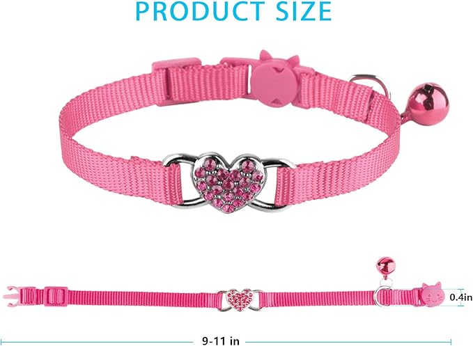2 Pcs Cat Collars Heart Bling Breakaway - Image 6
