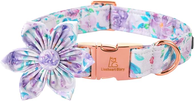 Lionheart Glory Dog Collar, Cute Floral Pattern Pet Collar Adjustable Dog Collar by LionheartGlory