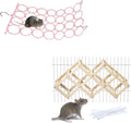 1Pcs Rat Climbing Rope Net Toy for Cage, Bird Hemp Rope Perch Swing, Ladder Ropes Bridge Hanging Hammock & Wooden Rat Climbing Toys, Natural Pet Rats Cage Accessories Climb Ladder