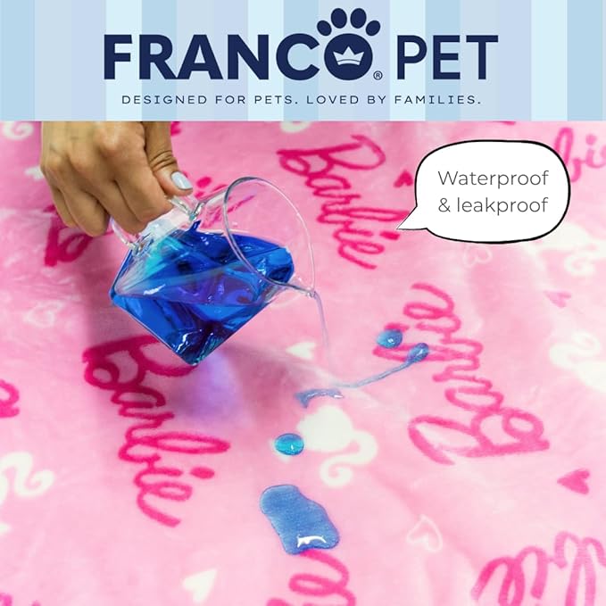 Franco Pet Barbie XL Oversized Super Soft Cozy Waterproof Sherpa-Backed Blanket - Image 4