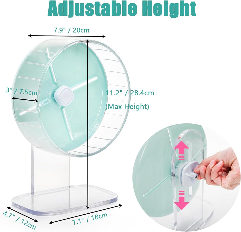 Foraineam Hamster Wheel Silent Hamster Exercise Wheels, 7.5 Inch Quiet Spinner Hamster Running Wheels with Adjustable Stand for Hamsters Gerbils Mice Or Other Small Animals