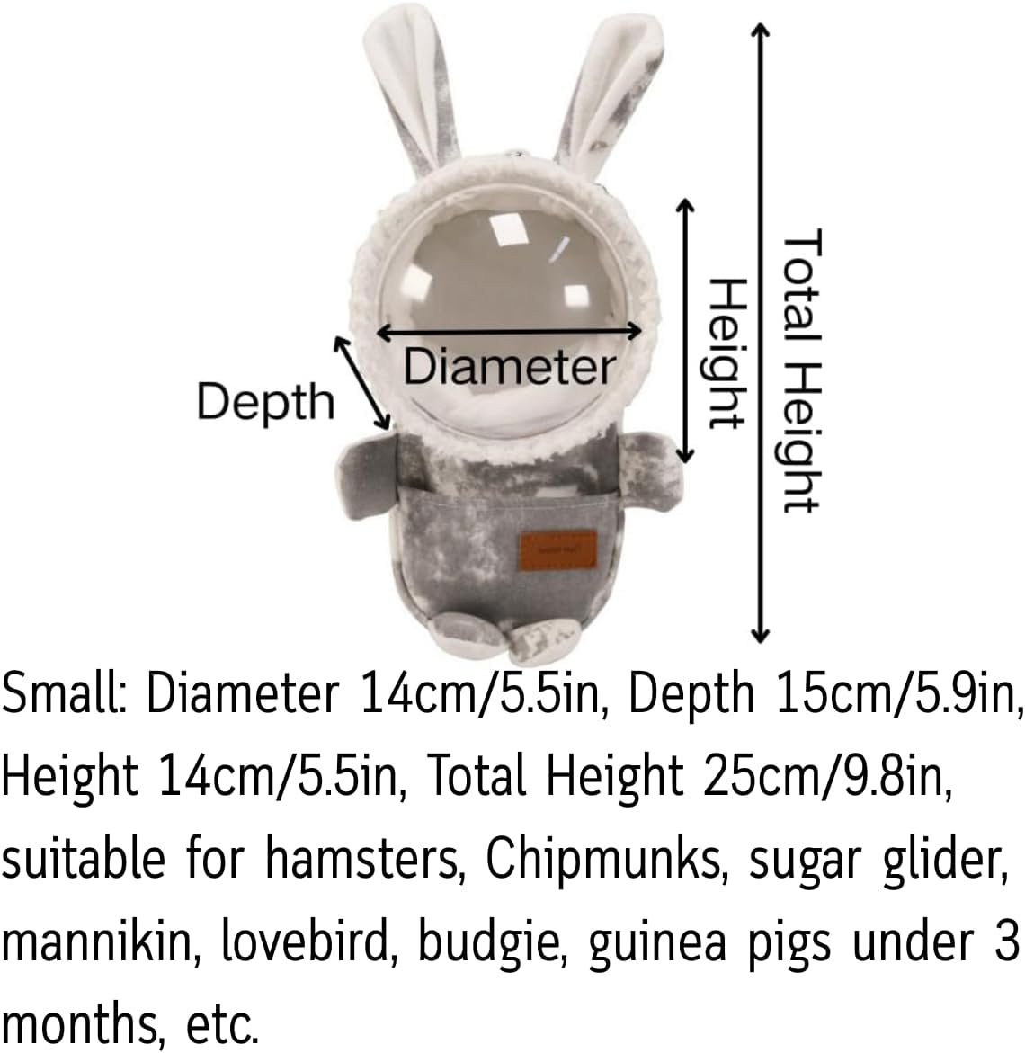 Small Pet Carrier Travel Backpack for Hamster Guinea Pig (Grey,Blue,Small)