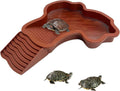 Small Water Dish Plastic Reptile Bathing Pool， Thickened Non-Slip Feeding Tortoise Food Water Bowls with Removable Ramp，Tortoise Habitat Accessories for Turtle Lizard Gecko Snake Bearded Dragons