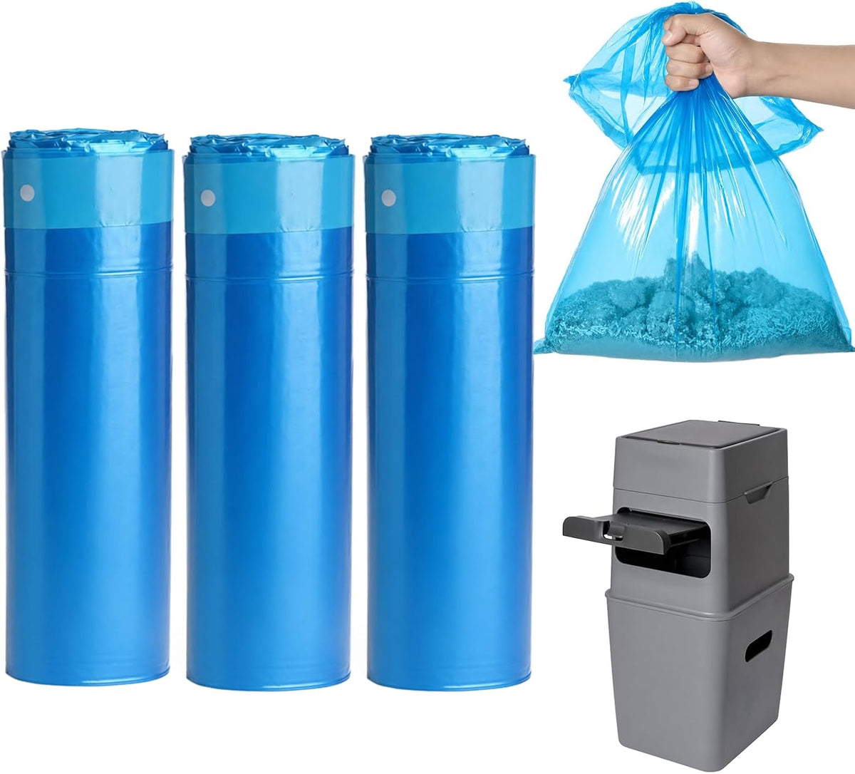 51 Pack XXL Refill Bags, Compatible with Neakasa PooGuard & GKJ Cat Litter Bin, Pre-Separated Litter Bags, Heavy Duty, Leakproof, Thick Drawstring Trash Bags, 14.5" x 24"
