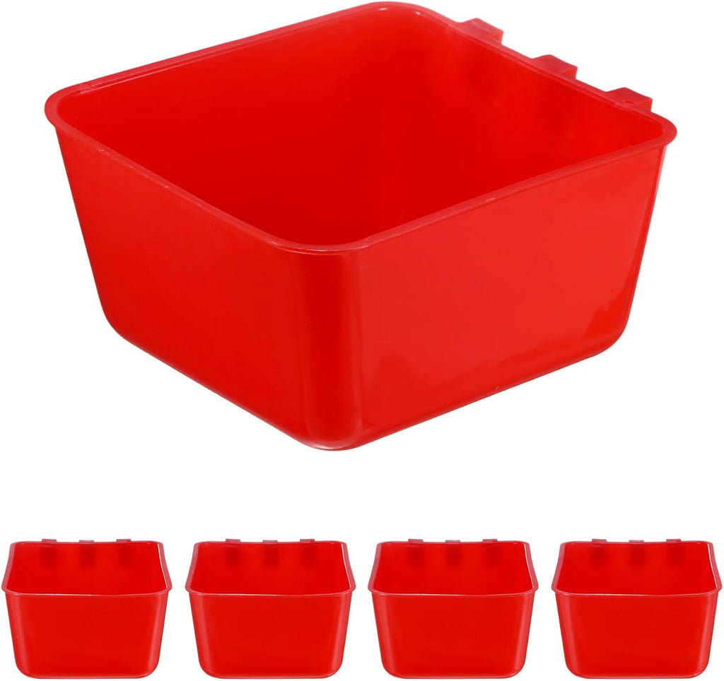 M METERXITY 5-Pack Bird Cage Cups 15 oz Plastic Chicken, Red