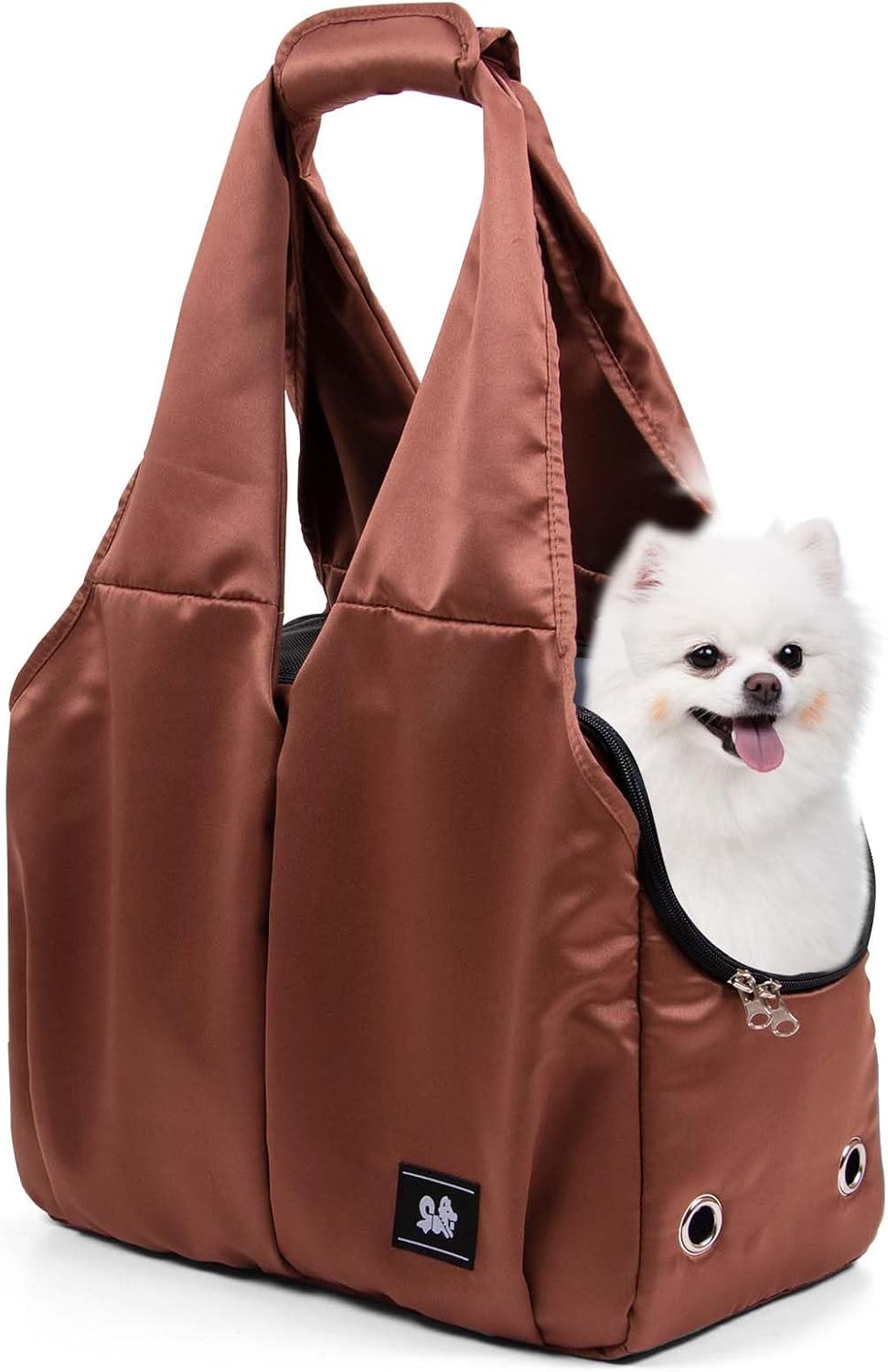 Dog Purse Carrier for Small Dogs, Cats, and Puppies – Soft-Sided Travel Pet Tote Bag with 4 Large Pockets, Foldable, Lightweight, Fits Pets up to 15 lbs, for Travel, Outings (Beige)