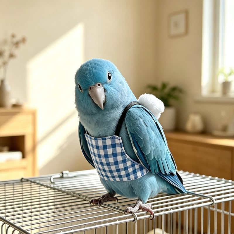 Bird Flight Suit with Leash, Parrot Harness Vest, Adjustable Bird Flying Training Clothes for Outdoor Activities, Walking, Exercise and Flight Training（Blue M）