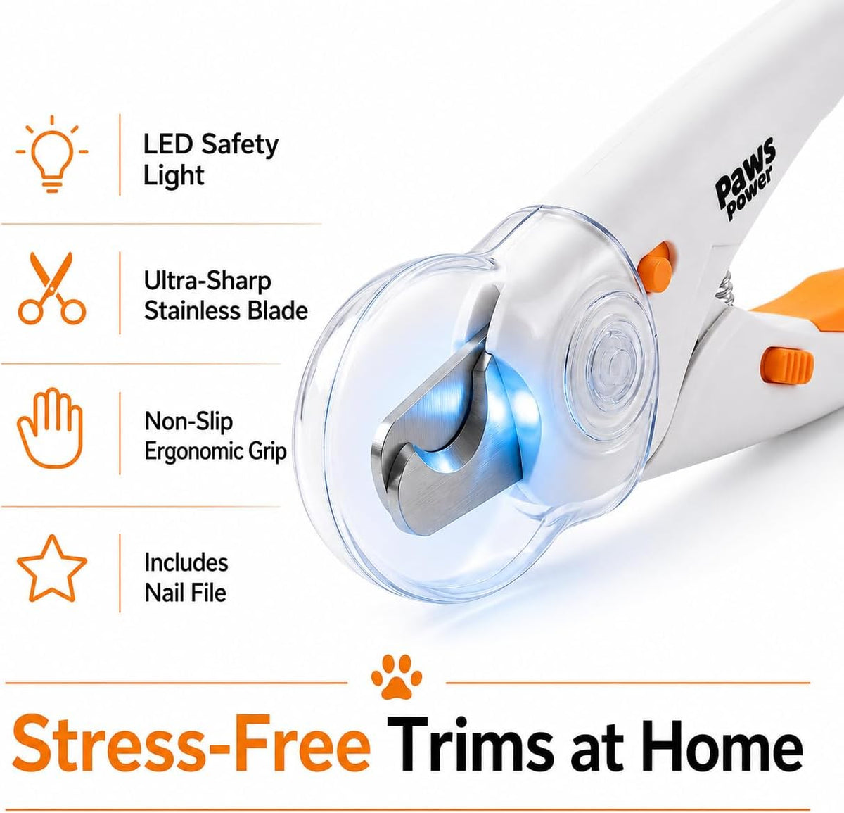 Cat Nail Clipper & Small Dog Nail Clippers with LED Light - Illuminates Nails & Bloodline for Safe, Easy Trimming - Extra Sharp, Avoid Over-Cutting - Essential Cat Supplies, White