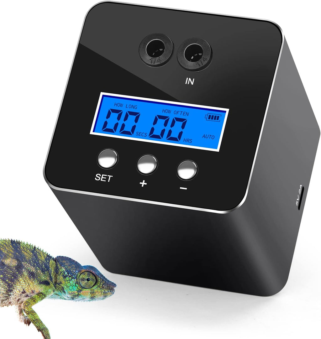 Reptile Humidifier & Mister for Tanks | 360° Adjustable Nozzles, Auto Timer, Leak-Proof Fogger for Terrariums, Amphibians & Rainforest Plants