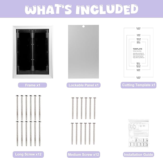 Sliver Pet Door with Panels, Aluminum Dog Door with Automatic Closing Magnetic - Image 5
