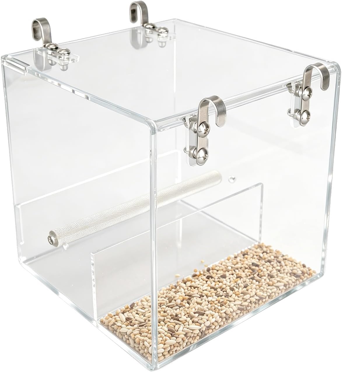 NQEUEPN Bird Cage Feeder, Clear Acrylic Clear Bird Food Feeder