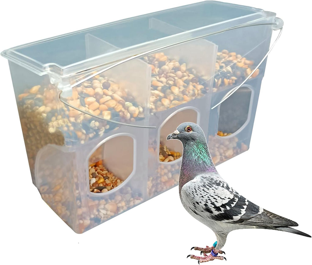 Automatic Pigeon Bird Feeder Water, Plastic Feeder Water Dispenser Drinkers for Cage, No Mess Hanging Parrot Food Feeding, Cage Accessories for Parakeet Quail Bird Chicken (2 Hole - Iron Wire)