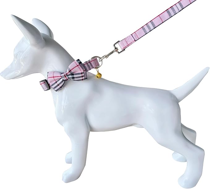 Yizepet Dog Collar and Leash Set-Plaid Puppy Collar - Image 5
